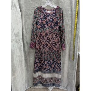 Cabi Maxi Dress Women's Small Festive Long Sleeve Floral‎ Bohemian Whimsigoth